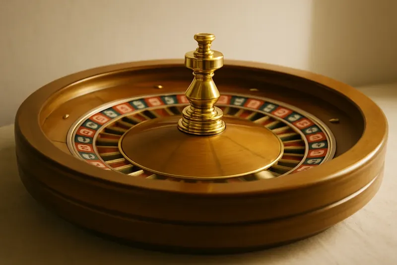Close-up of live roulette wheel spinning in elegant casino lighting