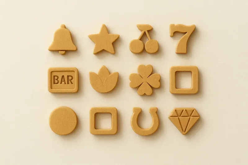 Twelve mini slot symbols arranged in a clean 4x3 grid